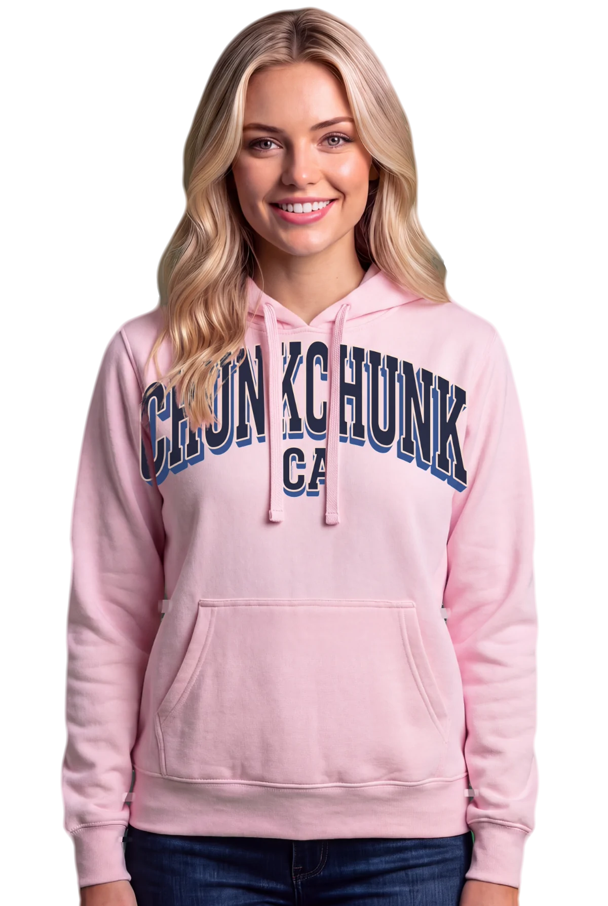 Varsity .ca Hoodie, Light pink Chunk Chunk hoodie, mockup, front