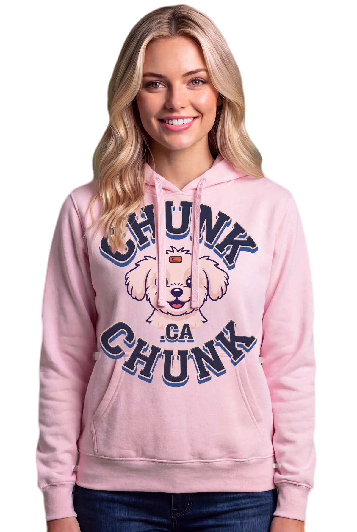 Winnie ring Hoodie, Light pink Chunk Chunk hoodie, mockup, front