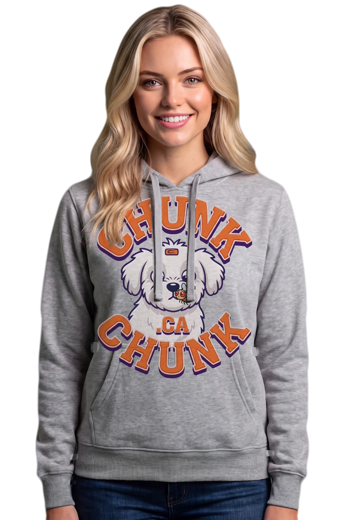 Fruit Fly Hoodie, Sport grey Chunk Chunk hoodie, mockup, front