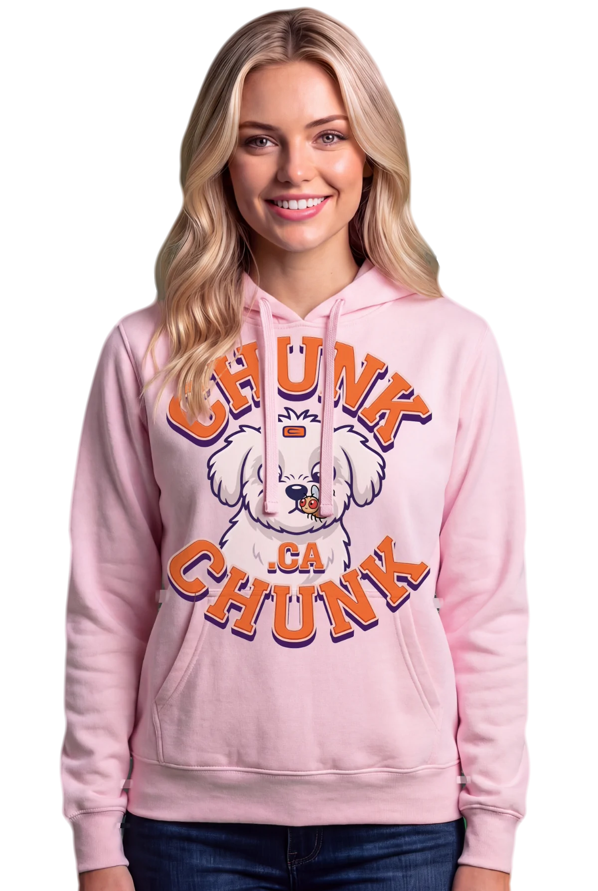 Fruit Fly Hoodie, Light pink Chunk Chunk hoodie, mockup, front