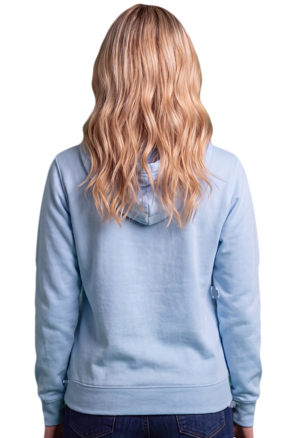 167 Hoodie, Light blue Chunk Chunk hoodie, mockup, back