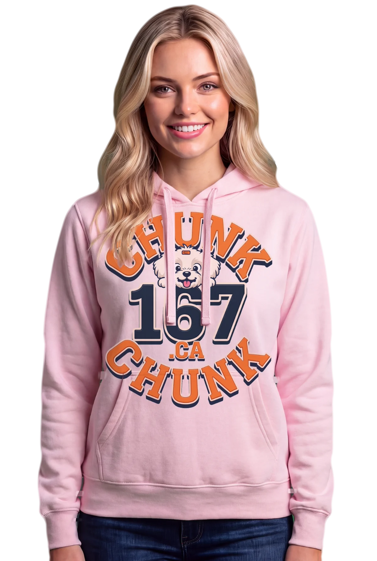 167 Hoodie, Light pink Chunk Chunk hoodie, mockup, front