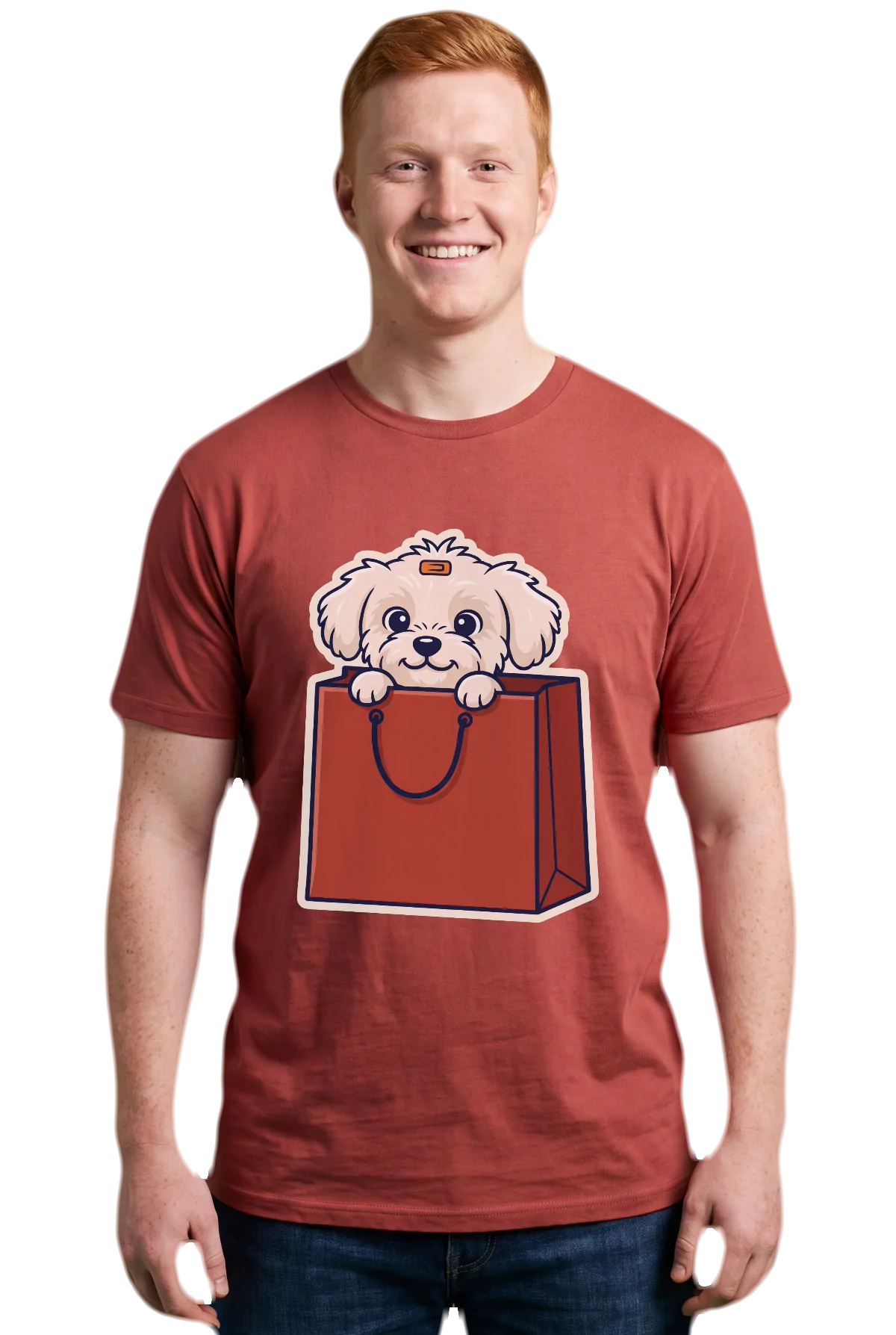 Bagged, Red, worn Chunk Chunk shirt, mockup