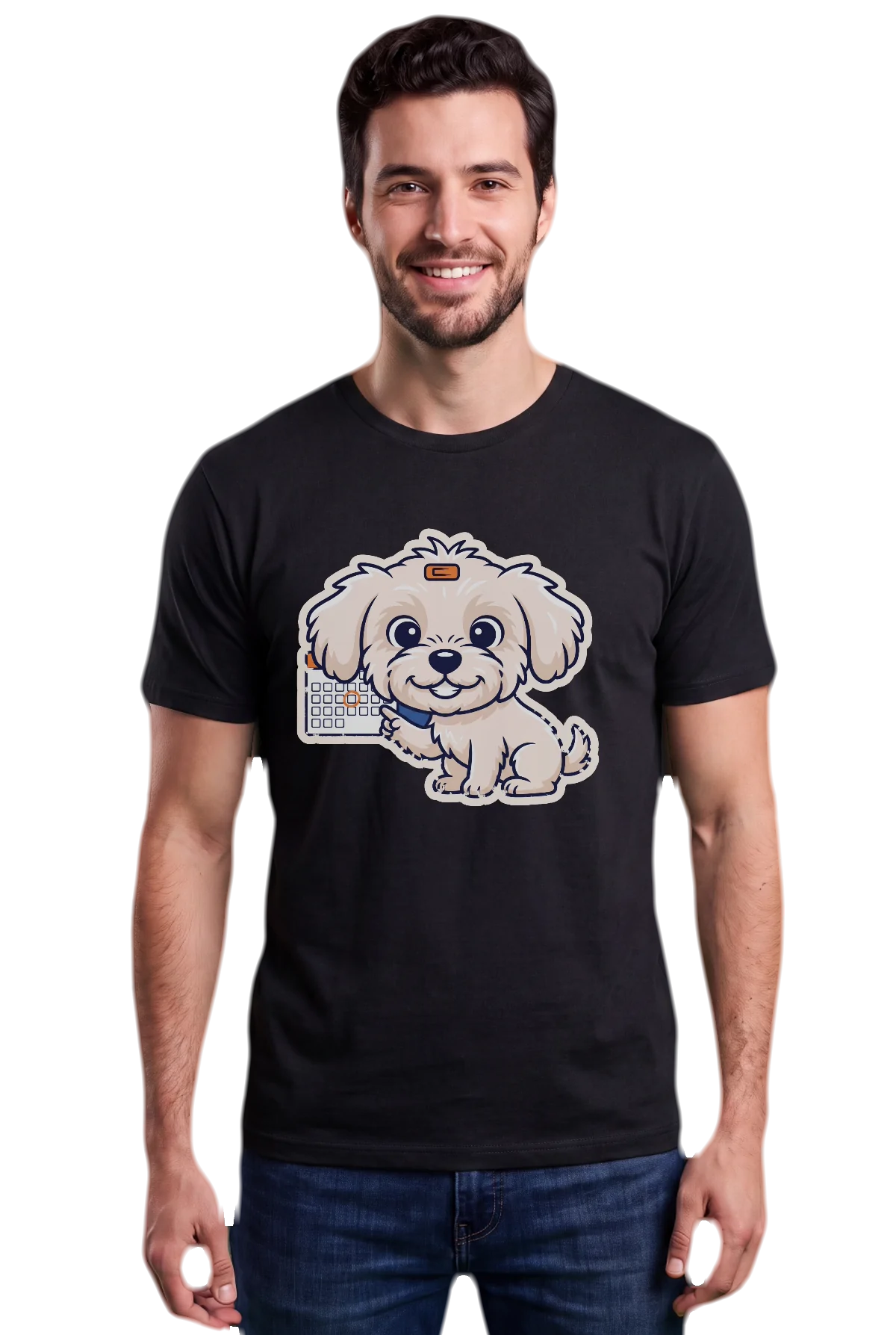 The date, Black, worn Chunk Chunk shirt, mockup, front