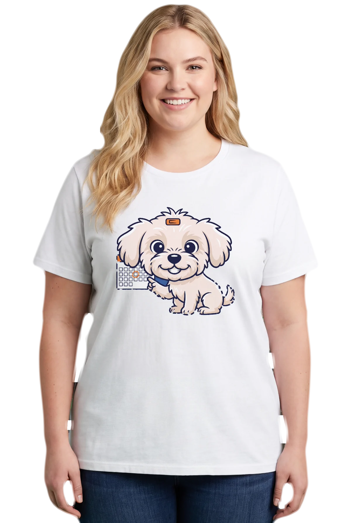 The date, White, worn Chunk Chunk shirt, mockup, front