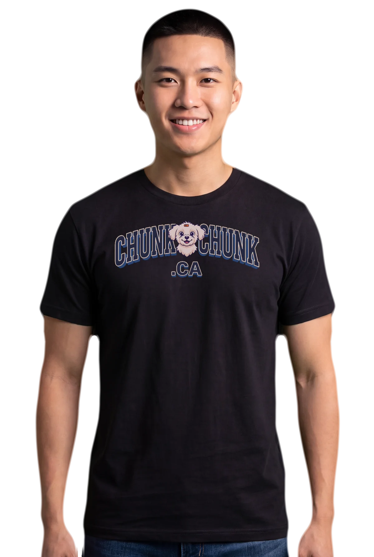 Winnie in the middle, Black, worn Chunk Chunk shirt, mockup, front