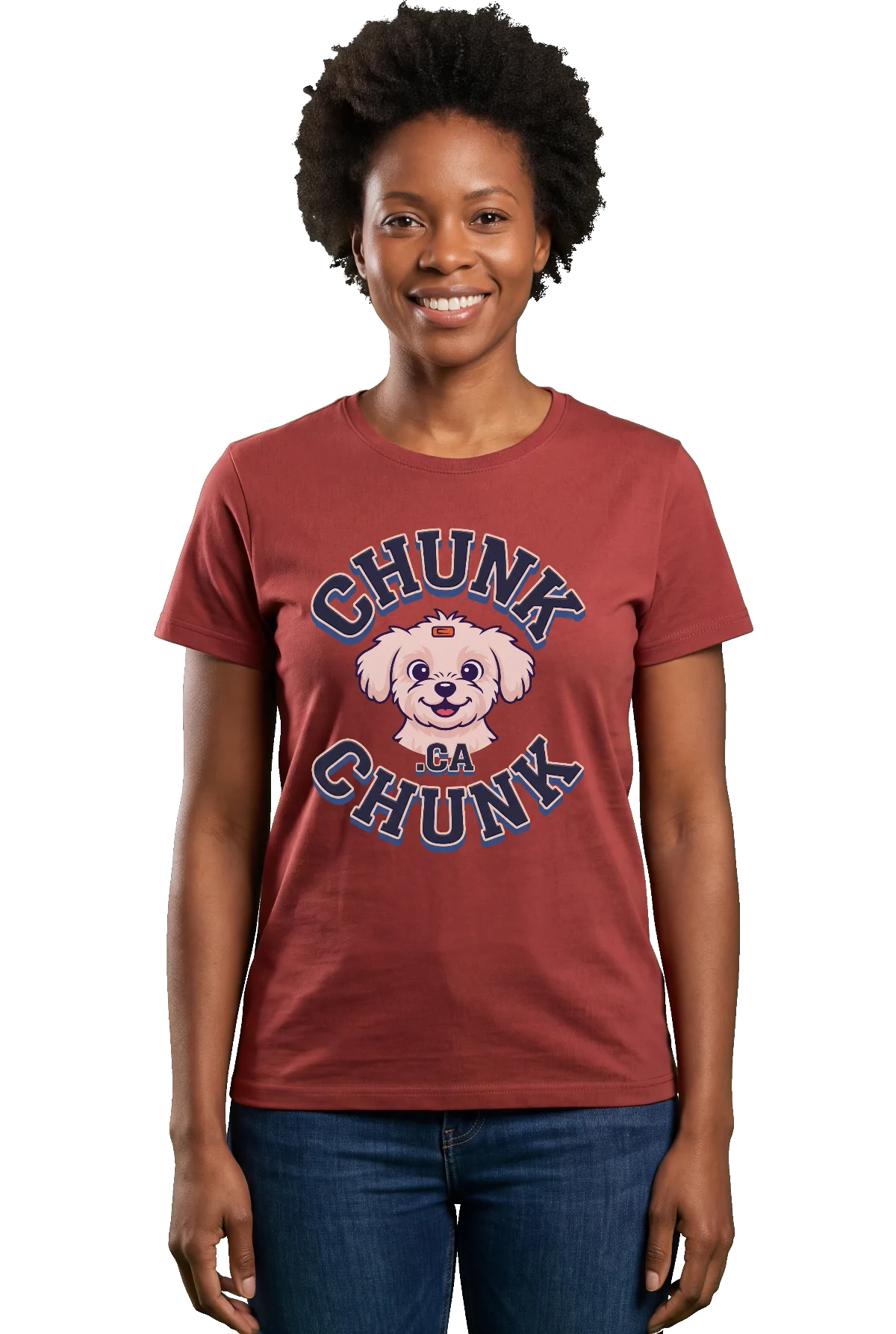 Winnie ring, Red, worn Chunk Chunk shirt, mockup, front