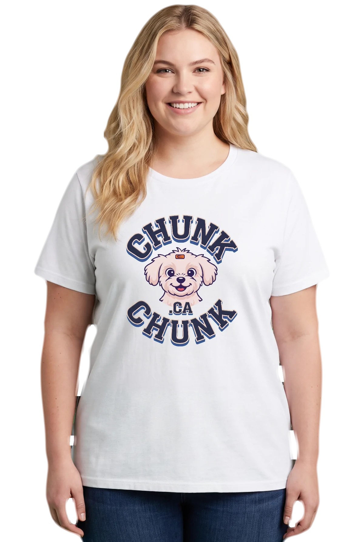 Winnie ring, White, worn Chunk Chunk shirt, mockup, front