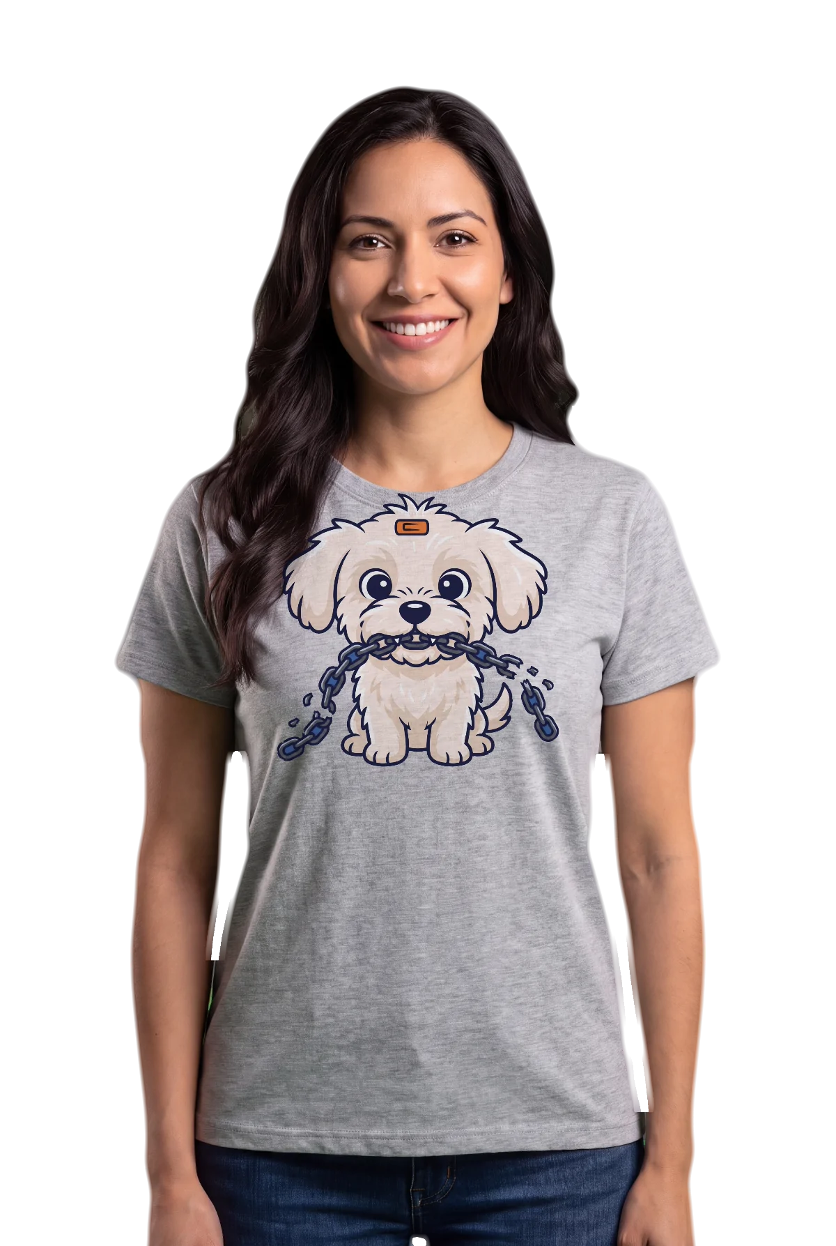 Snapped, Heather grey, worn Chunk Chunk shirt, mockup, front