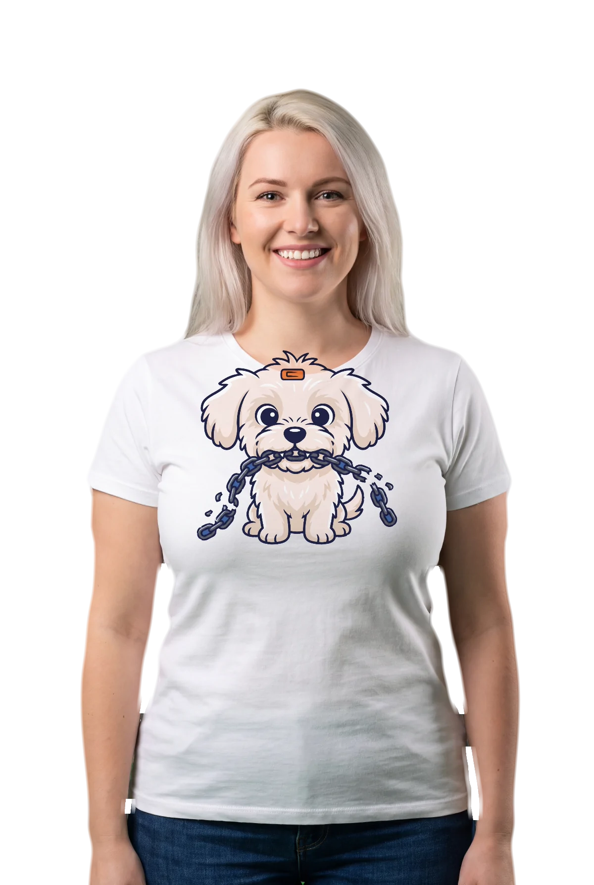 Snapped, White, worn Chunk Chunk shirt, mockup