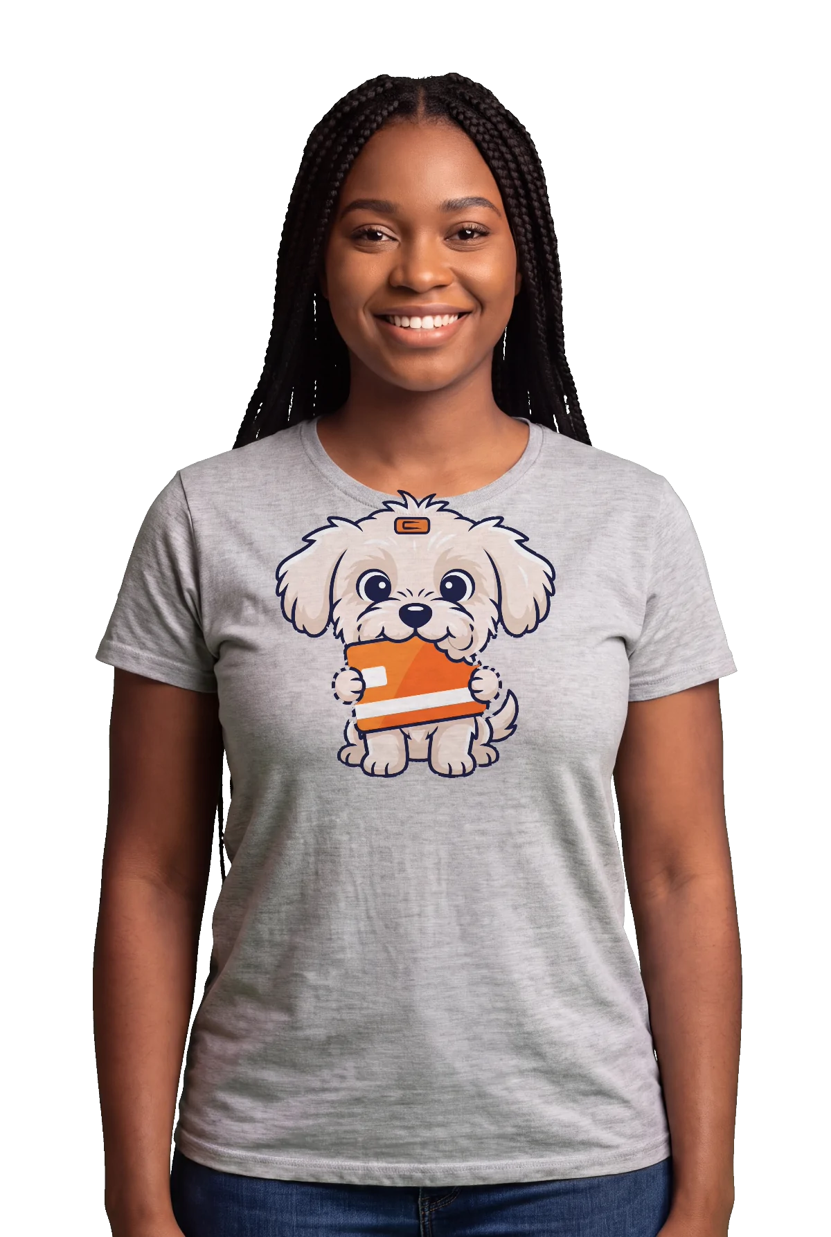 Chunk it, Heather grey, worn Chunk Chunk shirt, mockup, front