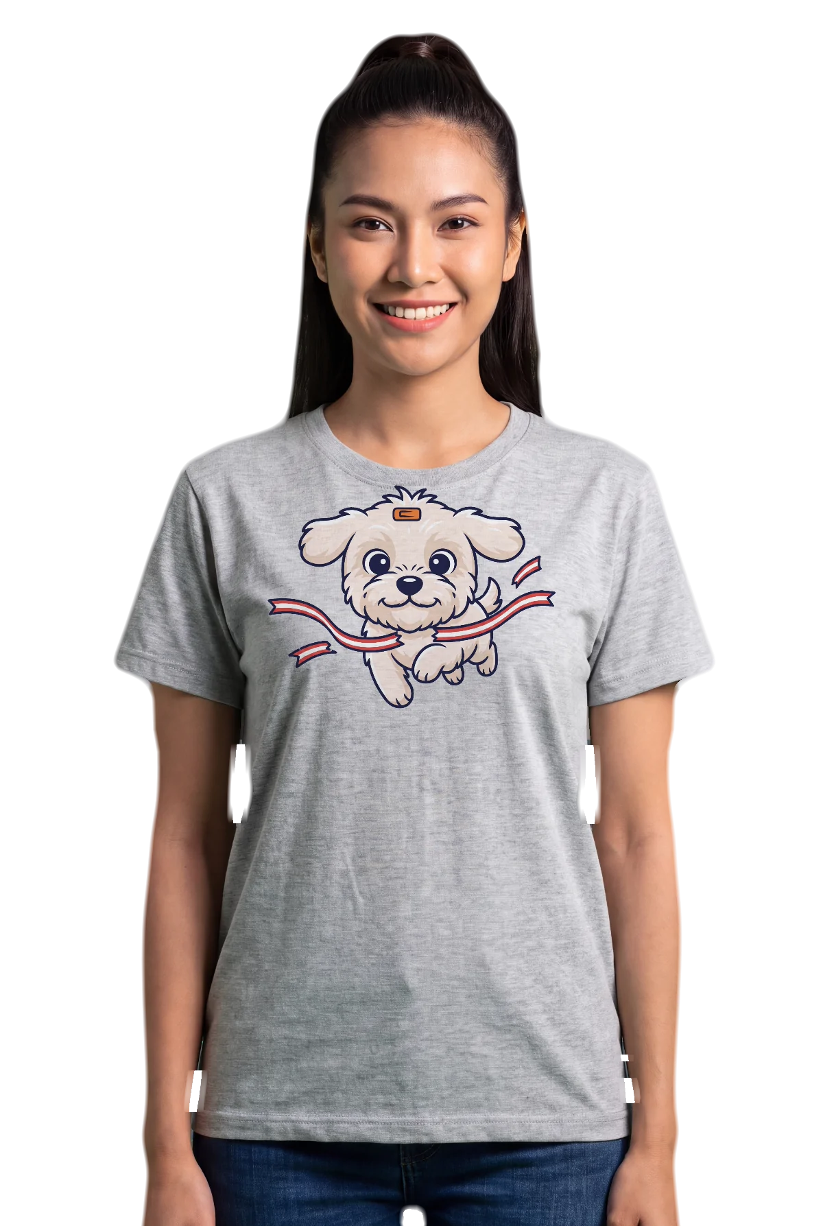Breaking the tape, Heather grey, worn Chunk Chunk shirt, mockup, front