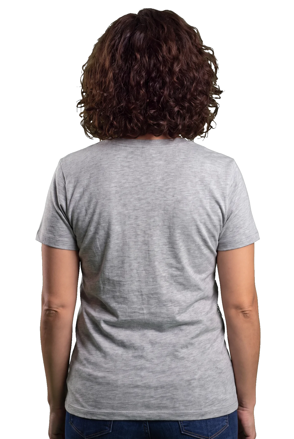 Haunted .ca, Heather grey, worn Chunk Chunk shirt, mockup, back