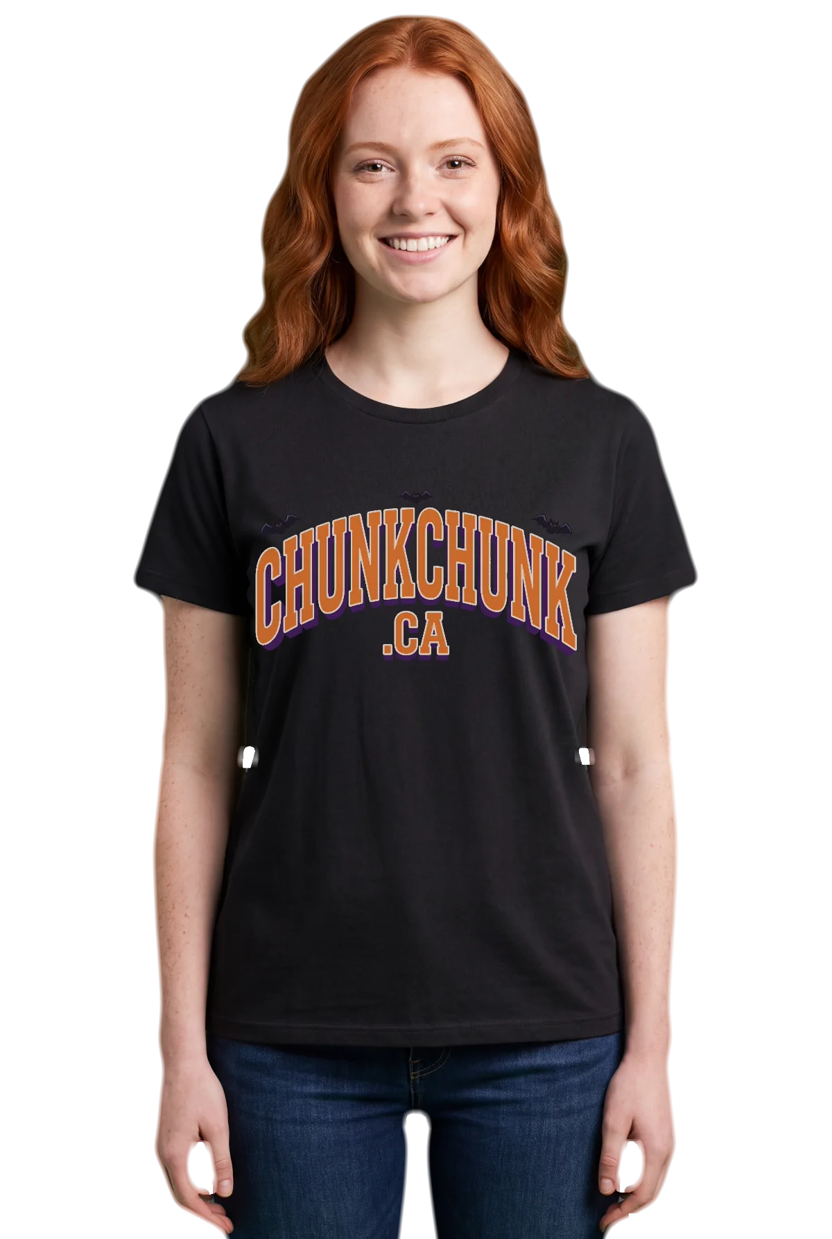 Haunted .ca, Black, worn Chunk Chunk shirt, mockup, front