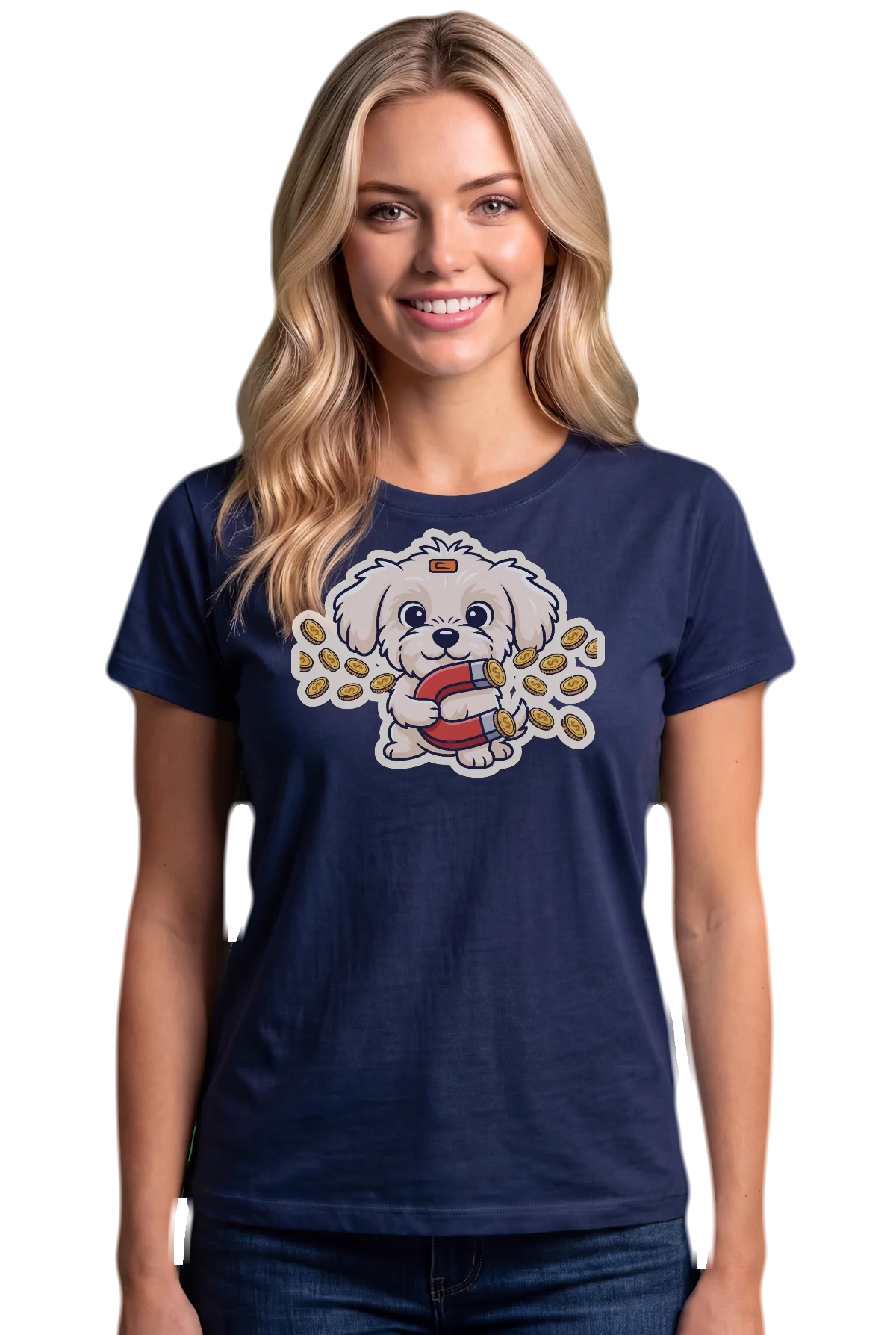 Every dollar in, Navy, worn Chunk Chunk shirt, mockup, front