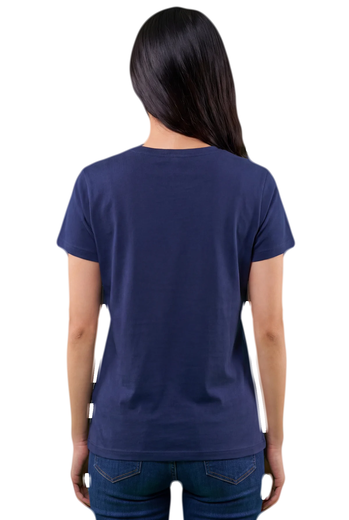 Debt free, Navy, worn Chunk Chunk shirt, mockup, back