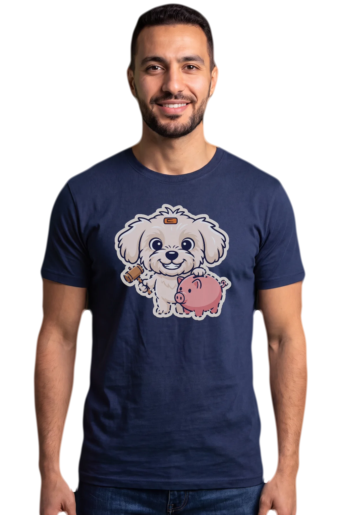 Break the glass, Navy, worn Chunk Chunk shirt, mockup, front