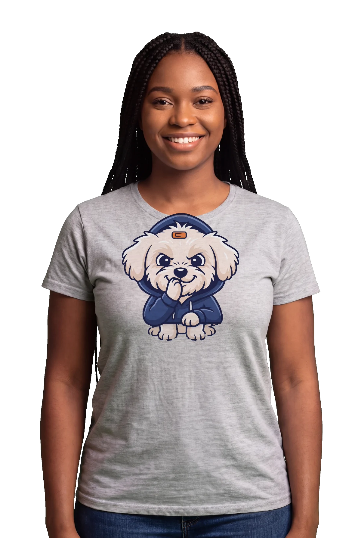 I have a secret, Heather grey, worn Chunk Chunk shirt, mockup, front