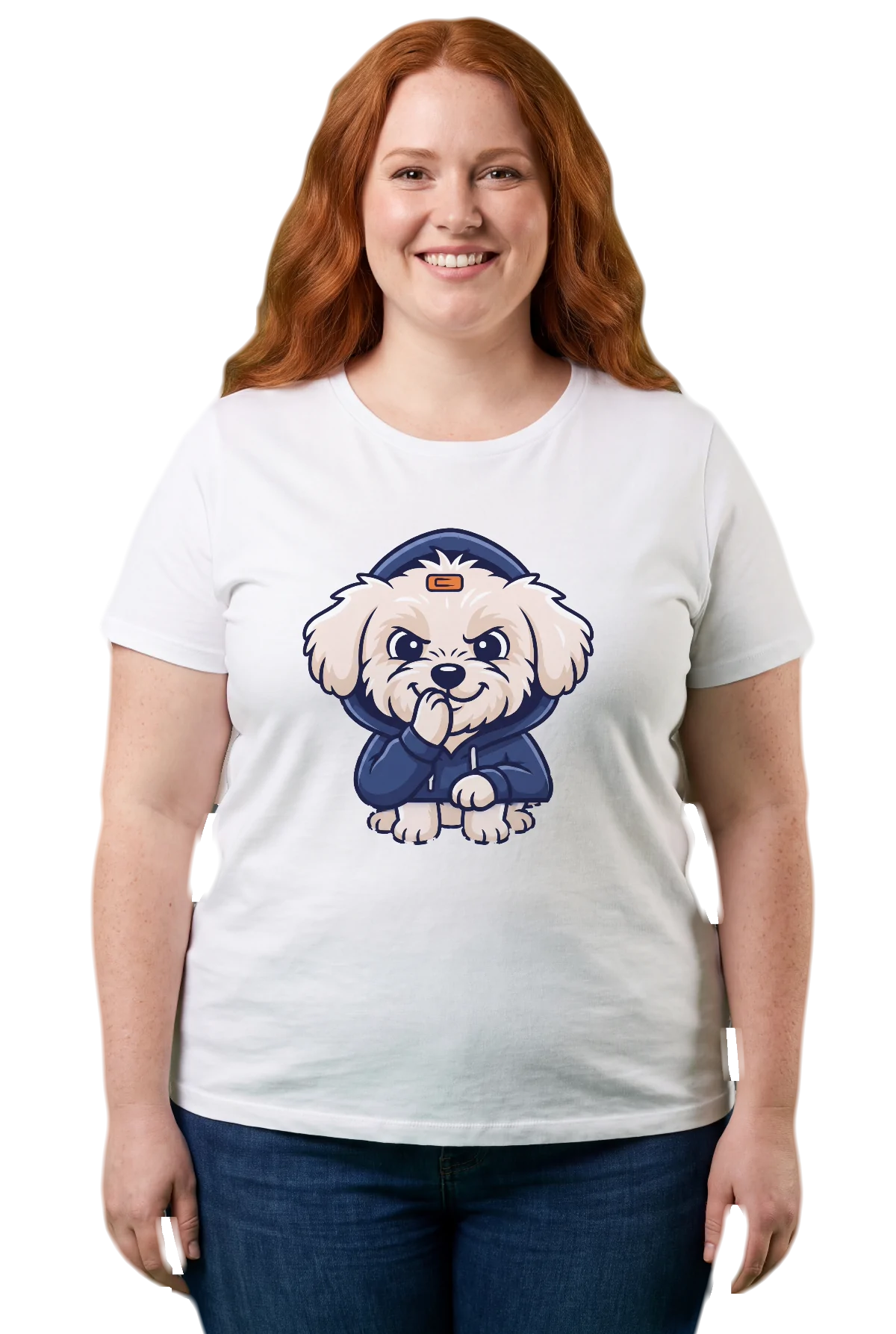 I have a secret, White, worn Chunk Chunk shirt, mockup, front