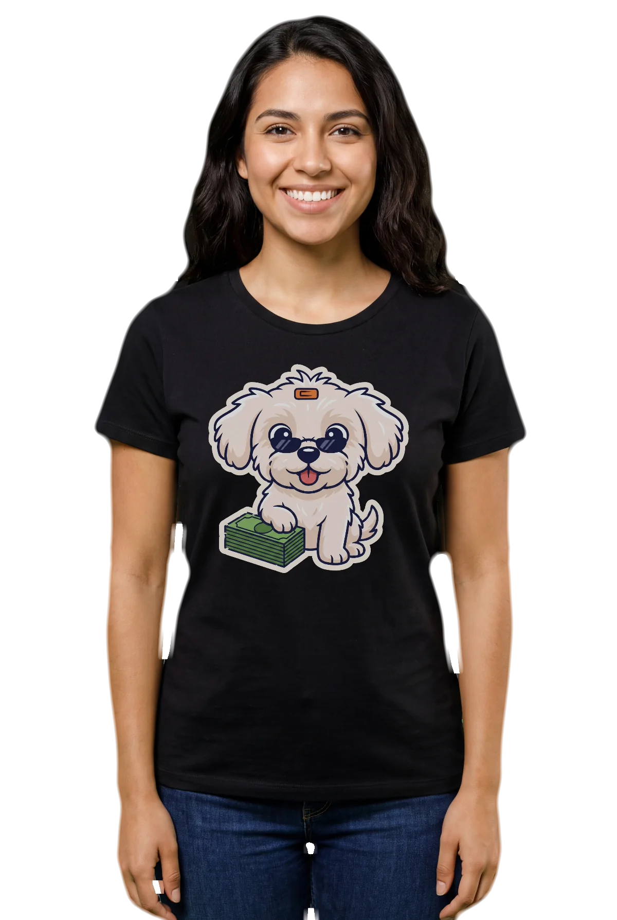 Cool money, Black, worn Chunk Chunk shirt, mockup, front