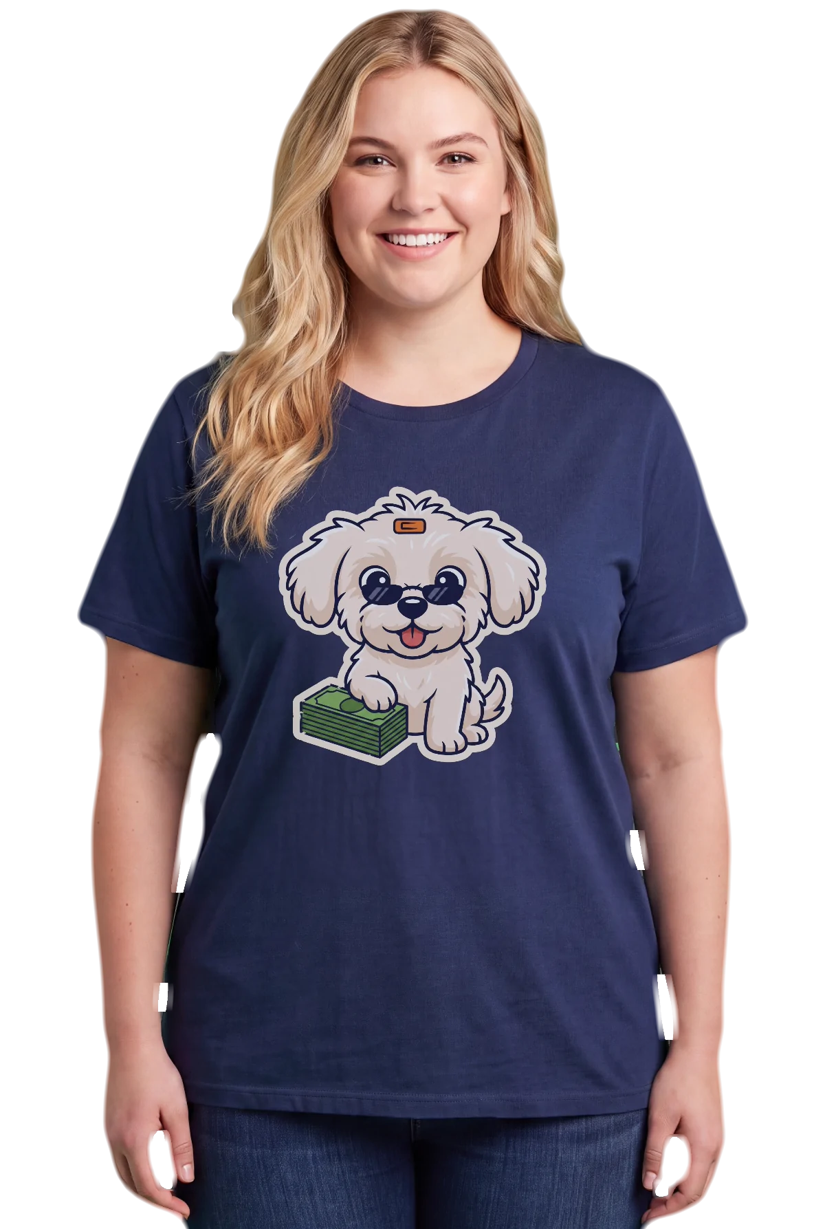Cool money, Navy, worn Chunk Chunk shirt, mockup, front