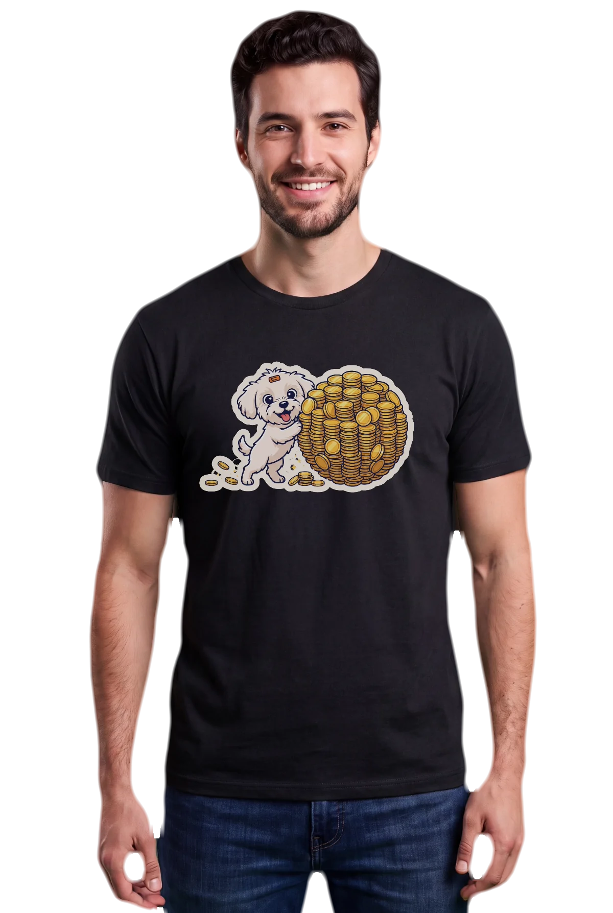 Snowball, Black, worn Chunk Chunk shirt, mockup, front