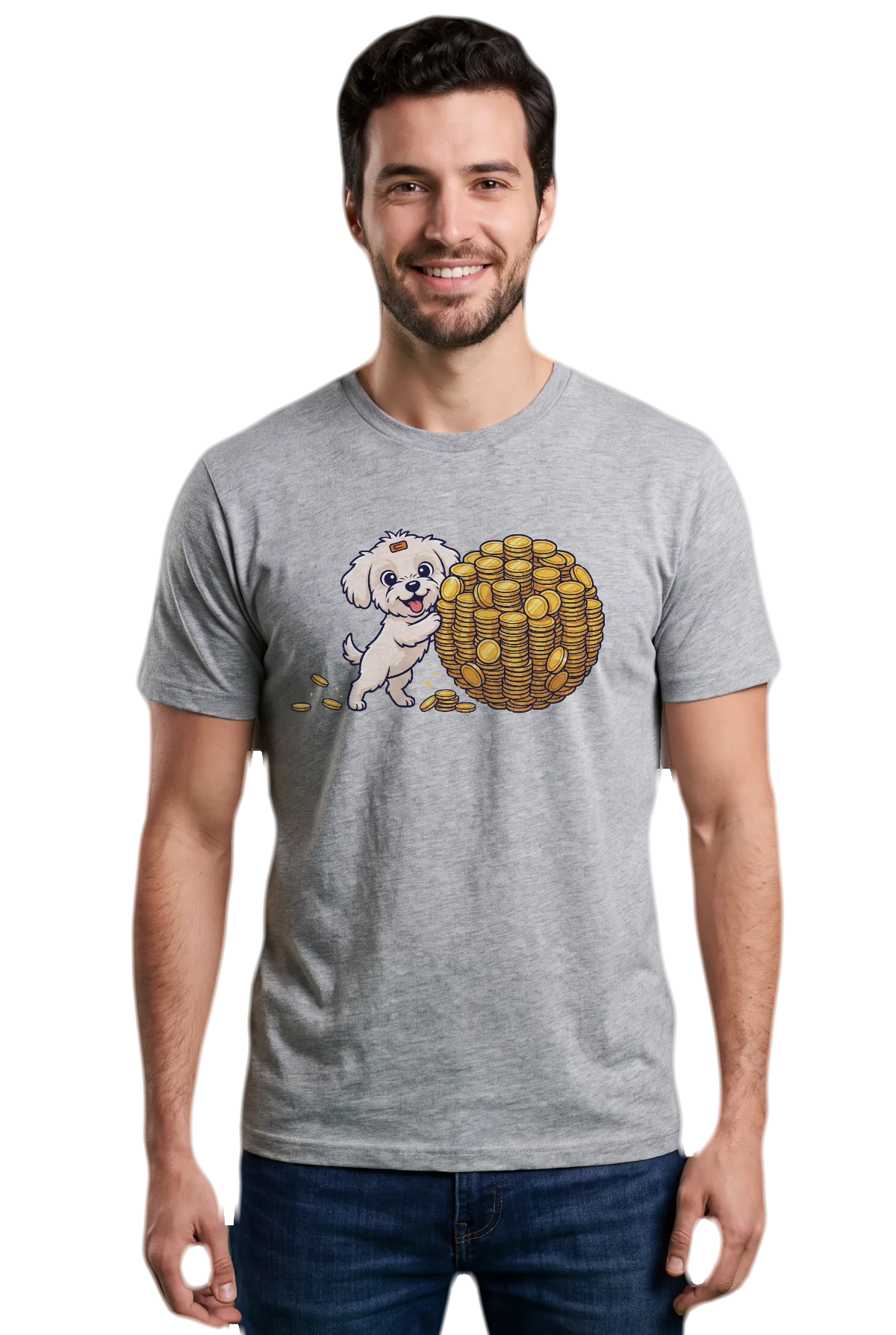 Snowball, Heather grey, worn Chunk Chunk shirt, mockup