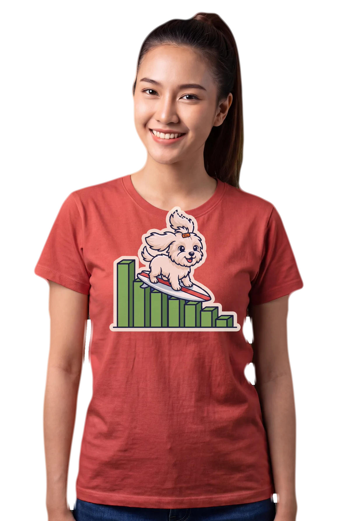 Riding it down, Red, worn Chunk Chunk shirt, mockup, front