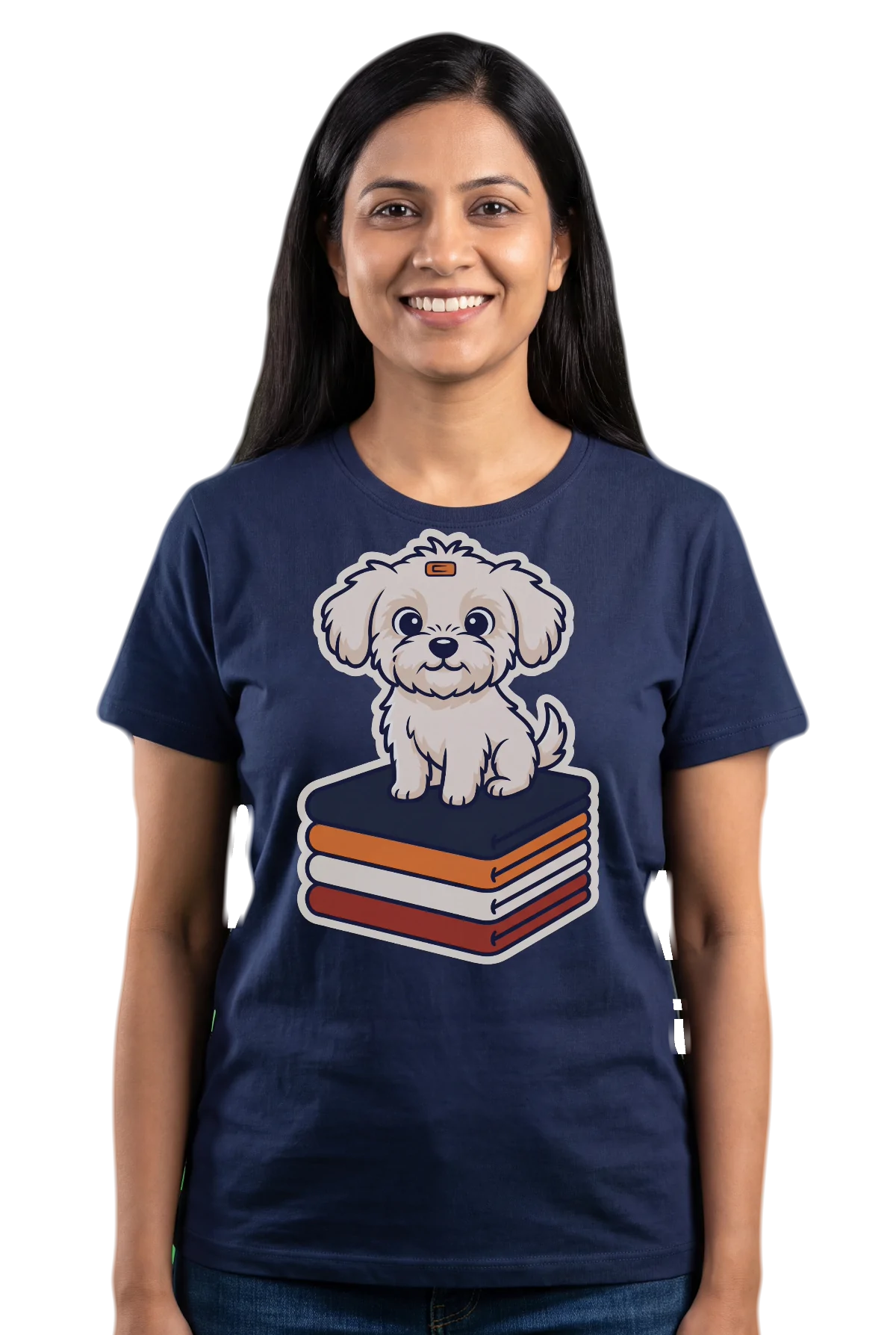 The merch pile, Navy, worn Chunk Chunk shirt, mockup, front