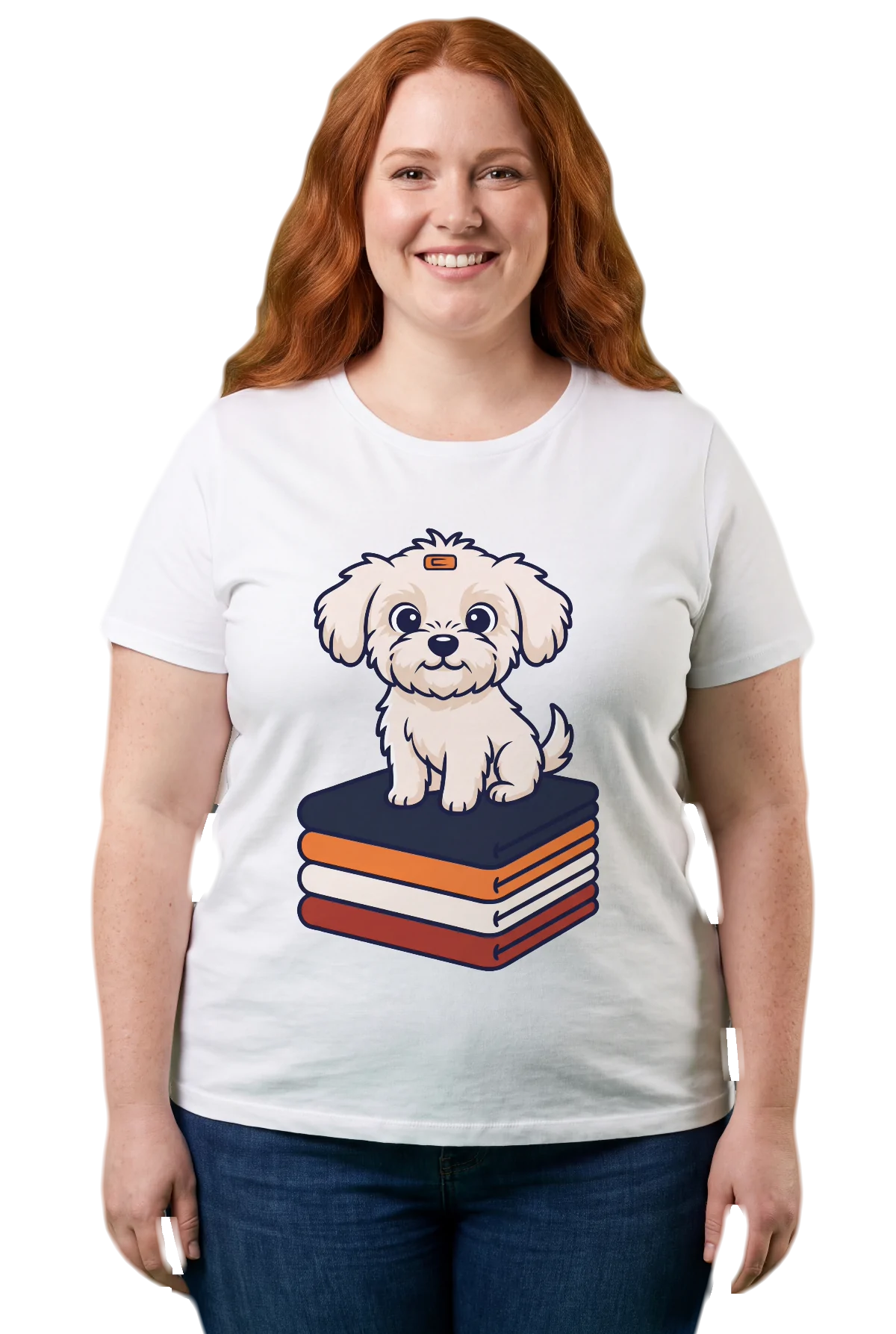 The merch pile, White, worn Chunk Chunk shirt, mockup
