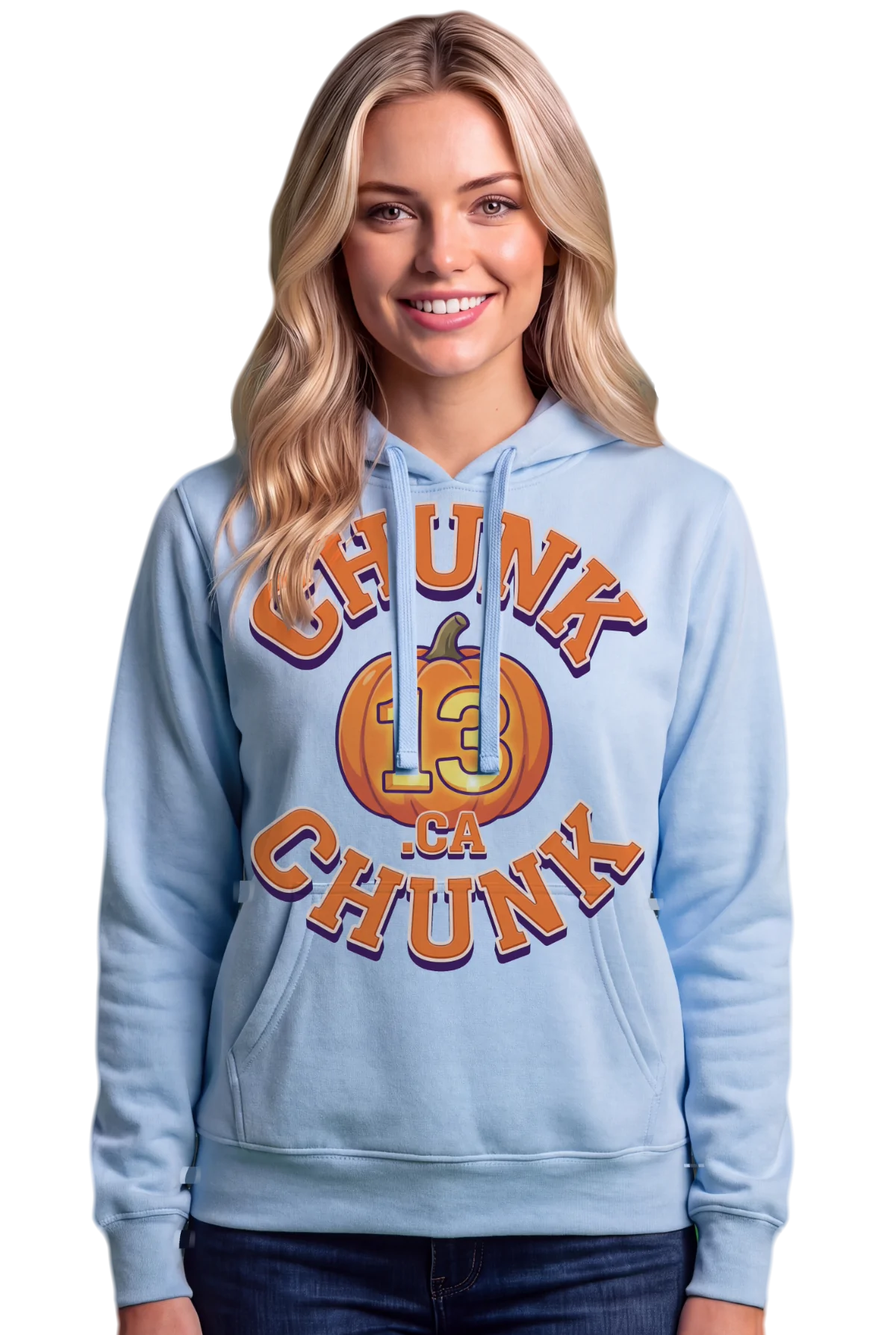 Carved 13 Hoodie, Light blue Chunk Chunk hoodie, mockup, front