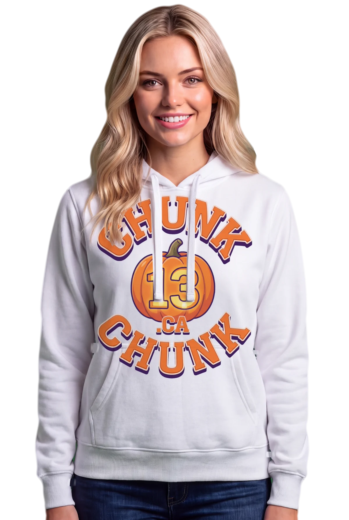 Carved 13 Hoodie, White Chunk Chunk hoodie, mockup, front